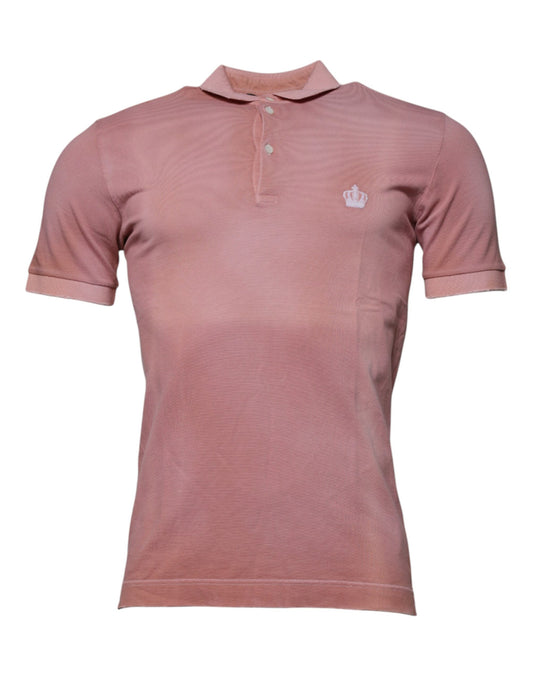 Polo à manches courtes et col couronne rose Dolce &amp; Gabbana