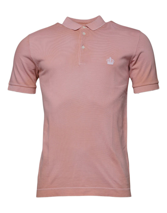 Polo à manches courtes et col couronne rose Dolce &amp; Gabbana