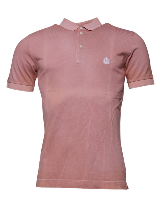 Polo à manches courtes et col couronne rose Dolce &amp; Gabbana