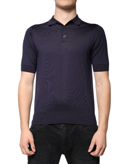Dolce & Gabbana Blue Silk Collared Short Sleeves Polo T-shirt by Dolce & Gabbana