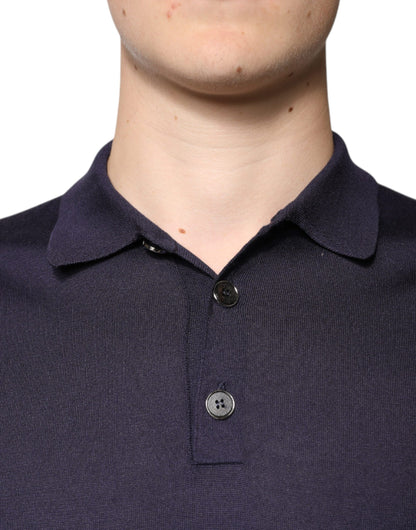 Dolce & Gabbana Blue Silk Collared Short Sleeves Polo T-shirt by Dolce & Gabbana