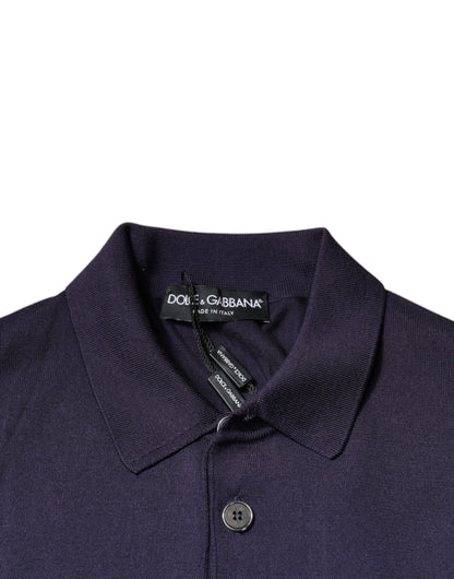 Dolce & Gabbana Blue Silk Collared Short Sleeves Polo T-shirt by Dolce & Gabbana