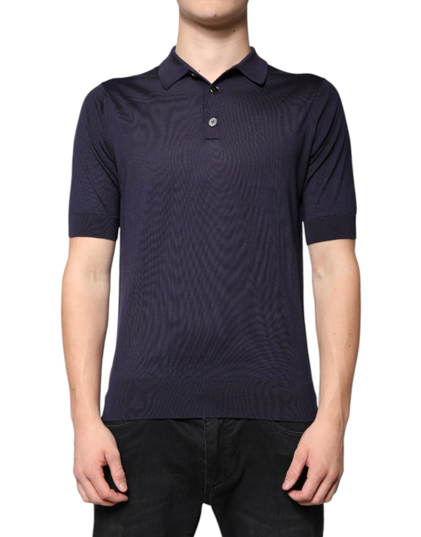 Dolce & Gabbana Blue Silk Collared Short Sleeves Polo T-shirt by Dolce & Gabbana