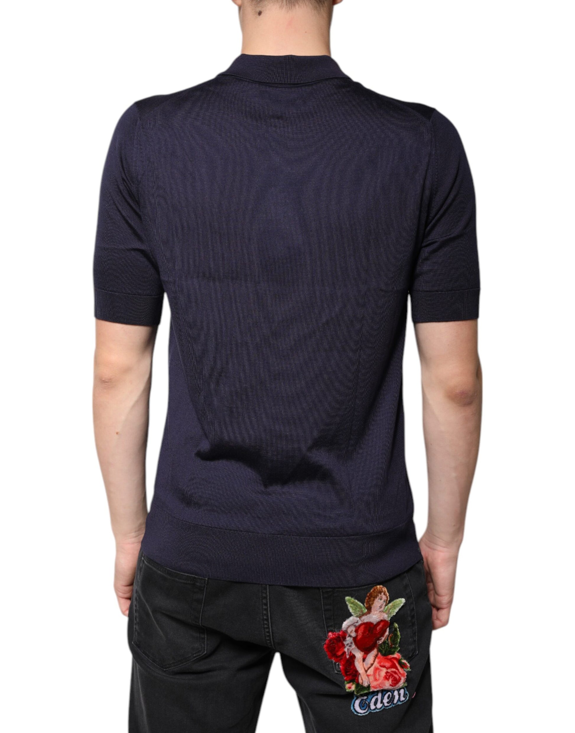 Dolce & Gabbana Blue Silk Collared Short Sleeves Polo T-shirt by Dolce & Gabbana