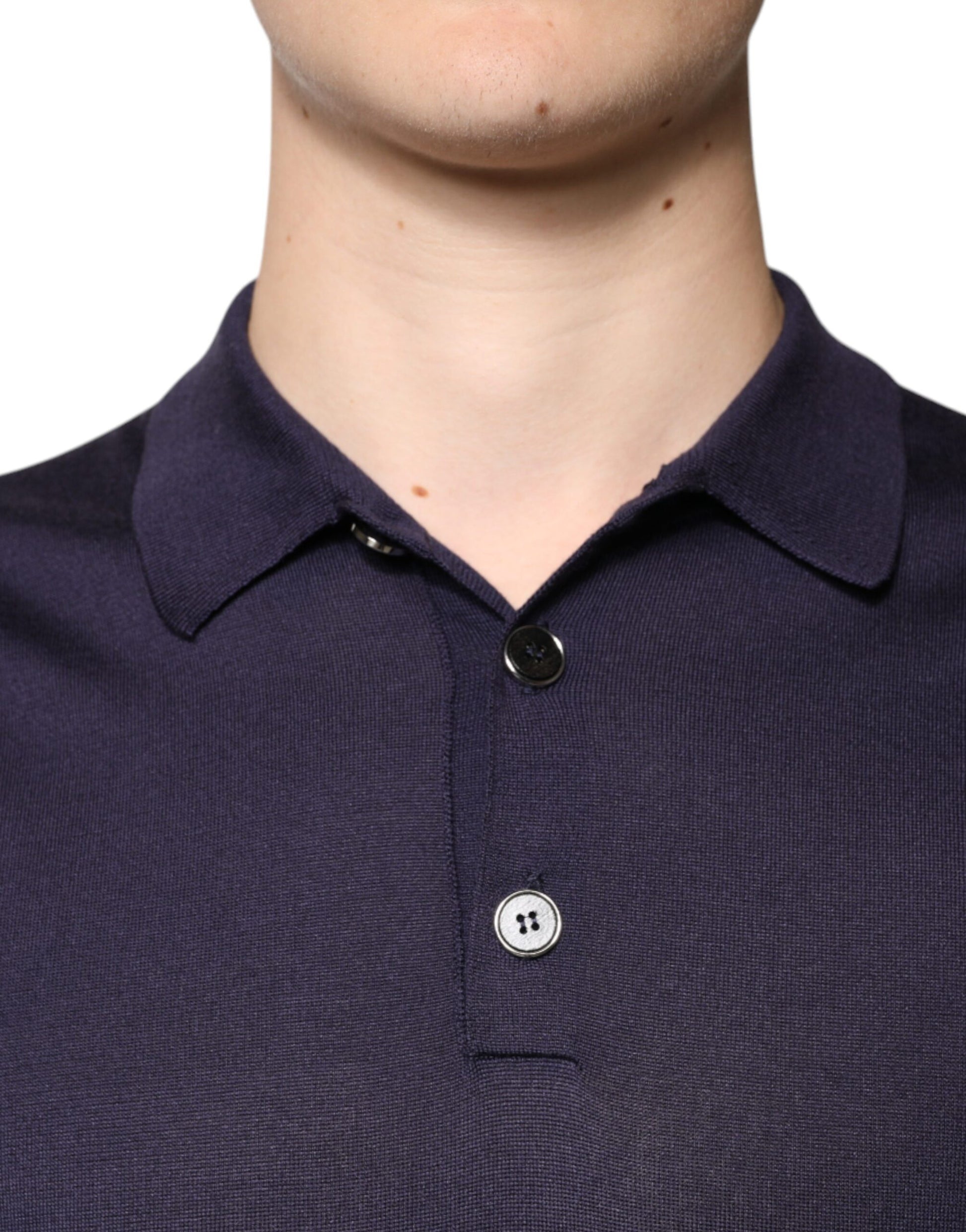 Dolce & Gabbana Blue Silk Collared Short Sleeves Polo T-shirt by Dolce & Gabbana