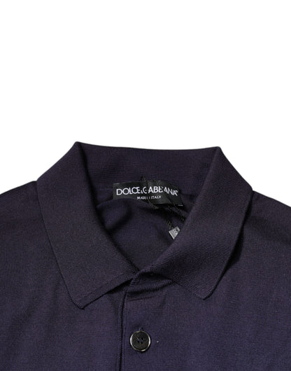 Dolce & Gabbana Blue Silk Collared Short Sleeves Polo T-shirt by Dolce & Gabbana