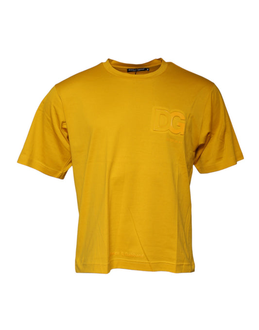 Dolce & Gabbana Dark Yellow Logo Crew Neck Short Sleeves T-shirt by Dolce & Gabbana