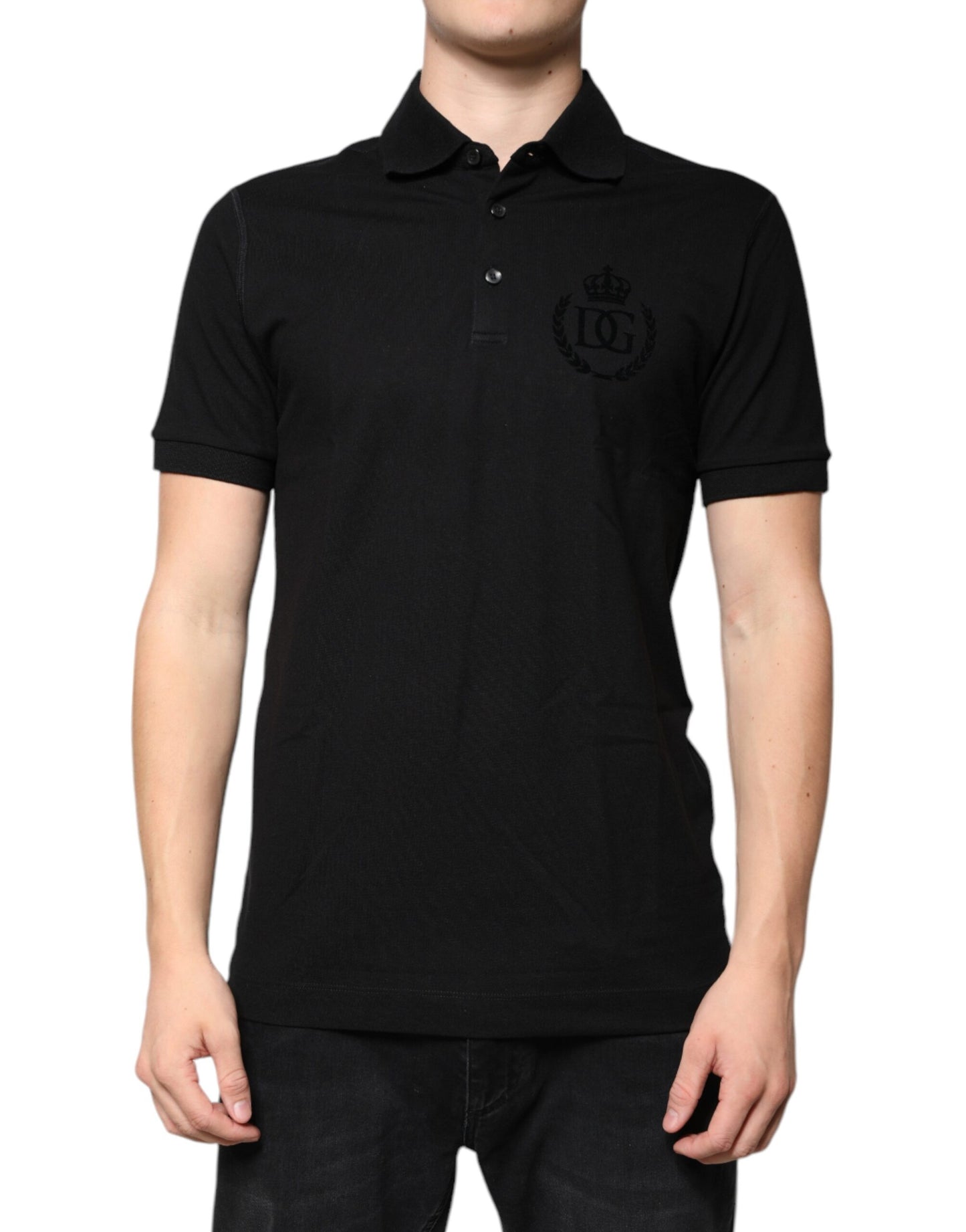 Dolce & Gabbana Black DG Collared Short Sleeves Polo T-shirt by Dolce & Gabbana