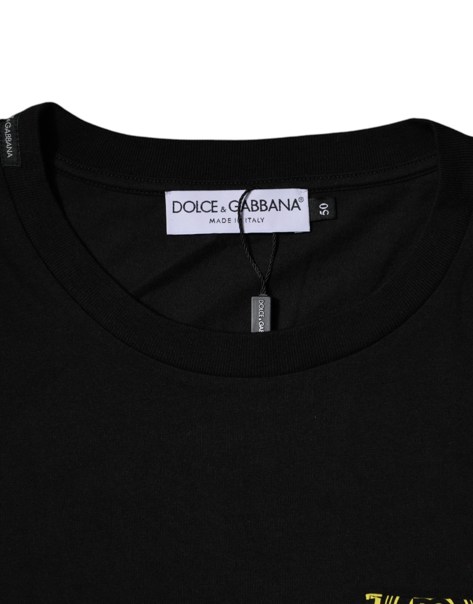 Dolce & Gabbana Black Logo Print Cotton Short Sleeve T-shirt by Dolce & Gabbana