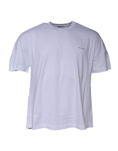 T-shirt à manches courtes et col ras du cou en coton blanc avec logo Balenciaga