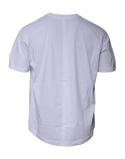 T-shirt à manches courtes et col ras du cou en coton blanc avec logo Balenciaga
