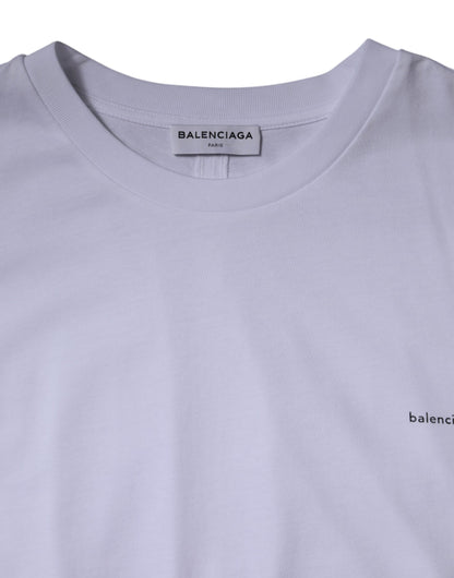 T-shirt à manches courtes et col ras du cou en coton blanc avec logo Balenciaga