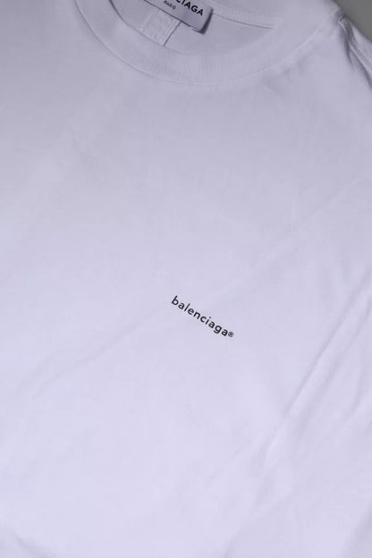 T-shirt à manches courtes et col ras du cou en jersey de coton blanc avec logo Balenciaga