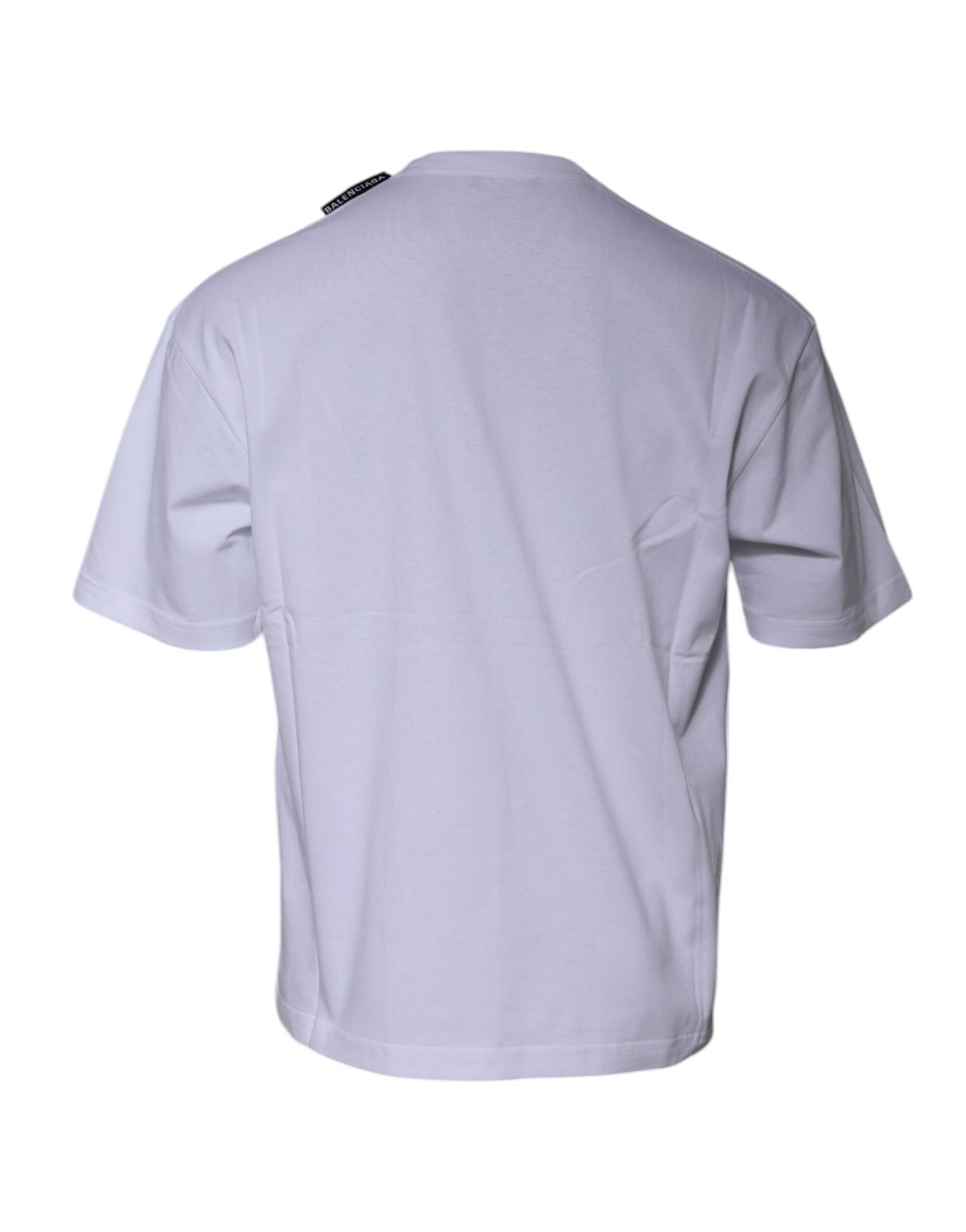 T-shirt à manches courtes et col ras du cou en jersey de coton blanc avec logo Balenciaga