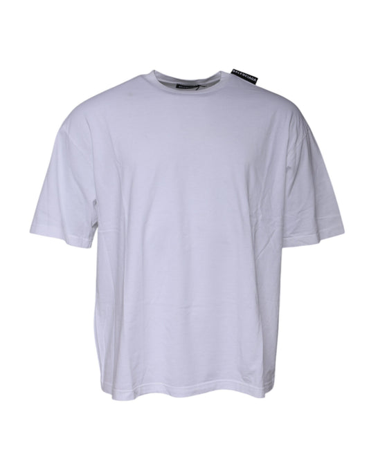 T-shirt à manches courtes et col ras du cou en jersey de coton blanc avec logo Balenciaga