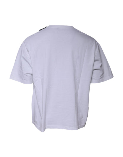 T-shirt à manches courtes et col ras du cou en jersey de coton blanc avec logo Balenciaga