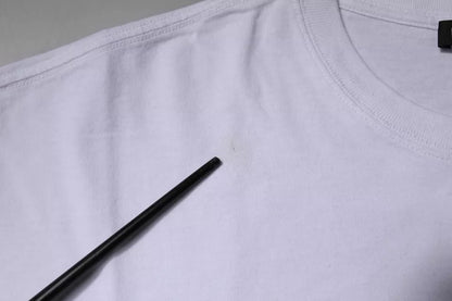 T-shirt à manches courtes et col ras du cou en jersey de coton blanc avec logo Balenciaga