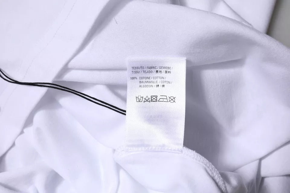 T-shirt à manches courtes et col ras du cou en jersey de coton blanc avec logo Balenciaga
