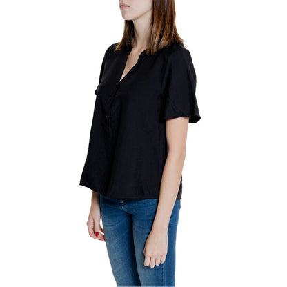 Jacqueline De Yong Black Viscose Short Sleeve