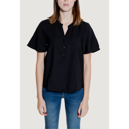 Jacqueline De Yong Black Viscose Short Sleeve
