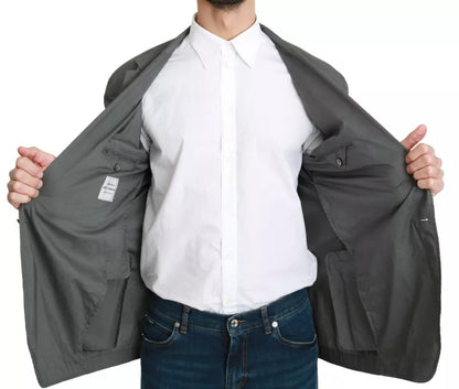 Blazer formel à simple boutonnage en coton gris Dolce &amp; Gabbana