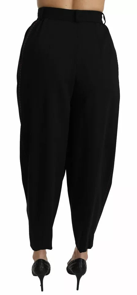 Dolce & Gabbana Black Wool High Waist Pleat Front Cropped Pants by Dolce & Gabbana