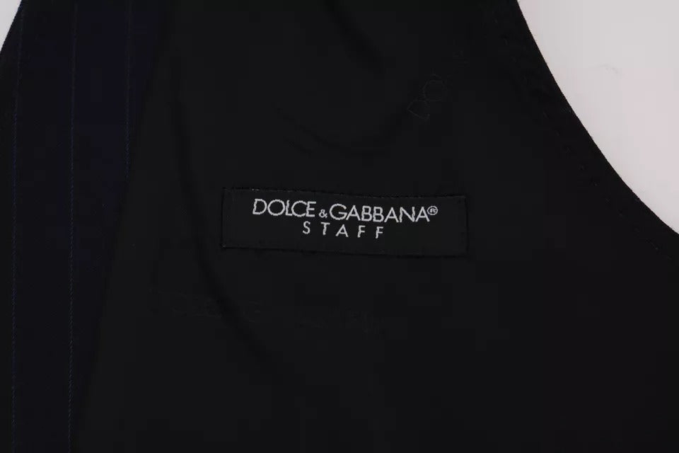 Gilet bleu en laine stretch Dolce &amp; Gabbana STAFF Cardigan