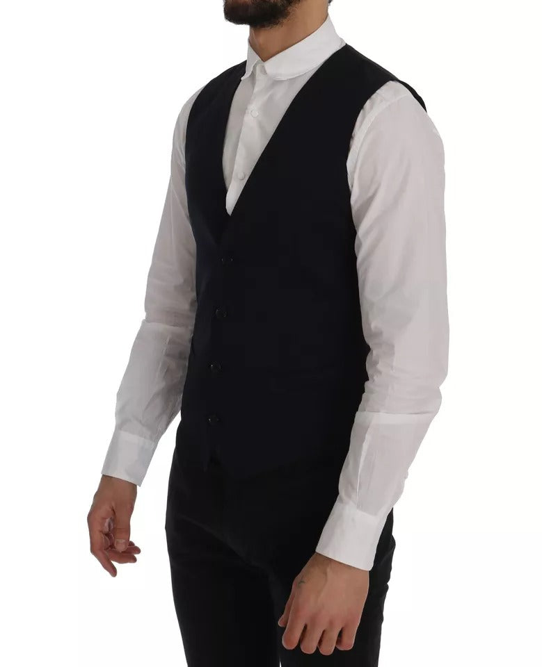 Gilet bleu en laine stretch Dolce &amp; Gabbana STAFF Cardigan