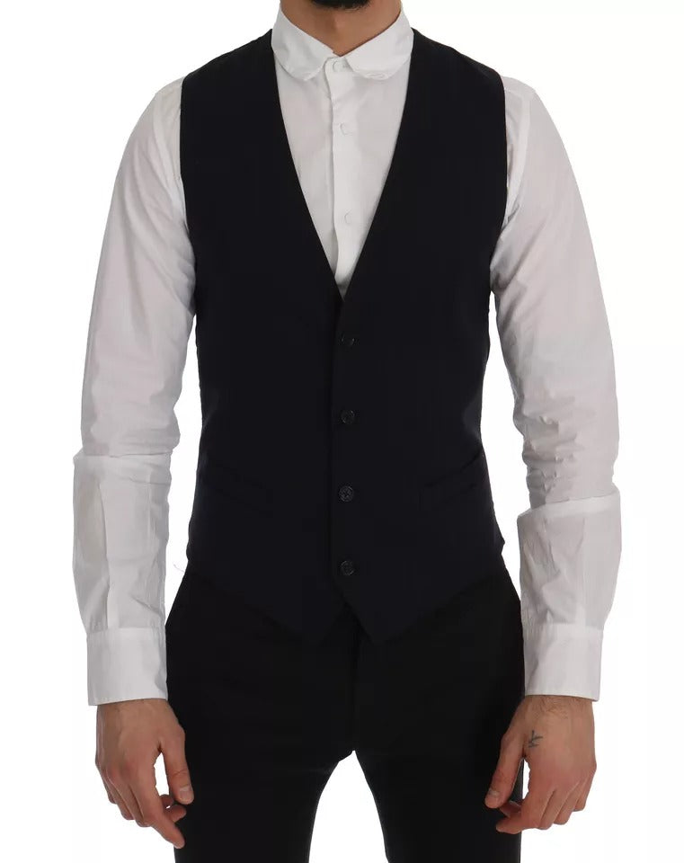 Gilet bleu en laine stretch Dolce &amp; Gabbana STAFF Cardigan