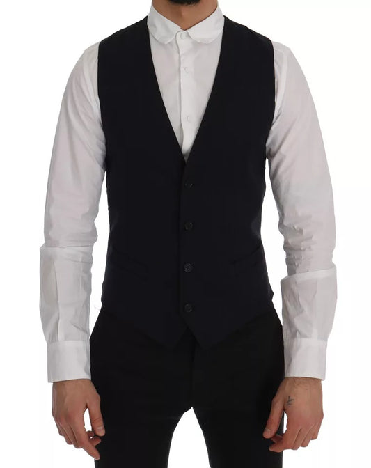 Gilet bleu en laine stretch Dolce &amp; Gabbana STAFF Cardigan