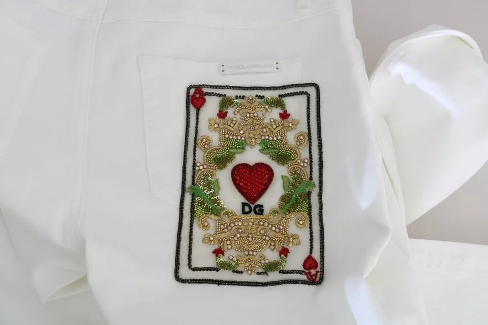 Dolce & Gabbana White Crystal Embellished Skinny Jeans by Dolce & Gabbana