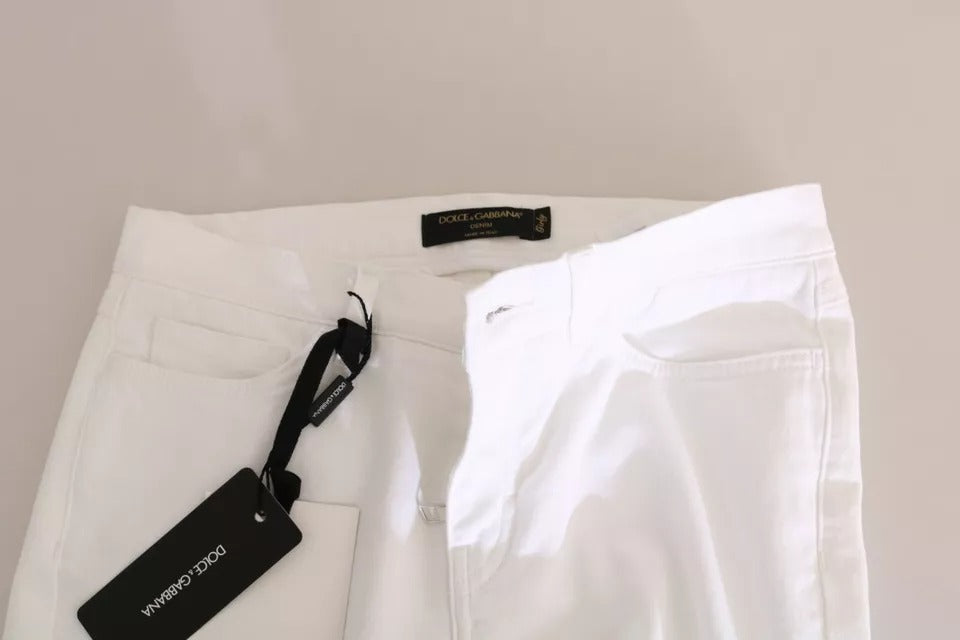 Dolce & Gabbana White Crystal Embellished Skinny Jeans by Dolce & Gabbana