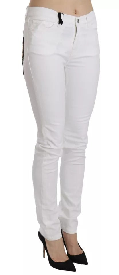 Dolce & Gabbana White Crystal Embellished Skinny Jeans by Dolce & Gabbana