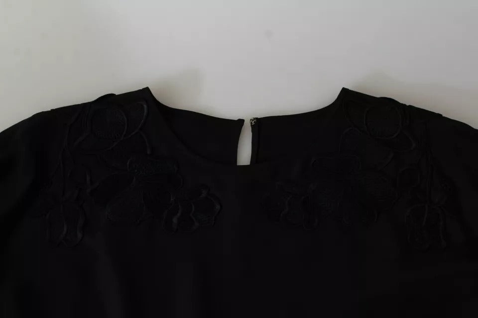 Dolce & Gabbana Black Floral Embroidered Blouse Silk Top by Dolce & Gabbana
