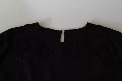 Dolce & Gabbana Black Floral Embroidered Blouse Silk Top by Dolce & Gabbana