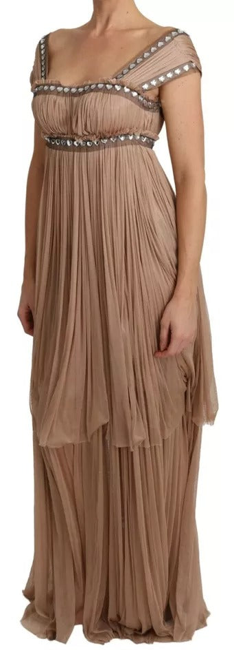 Dolce & Gabbana Brown Silk Sleeveless Shift Maxi Dress by Dolce & Gabbana