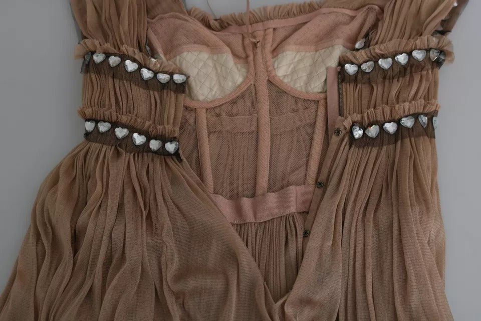 Dolce & Gabbana Brown Silk Sleeveless Shift Maxi Dress by Dolce & Gabbana