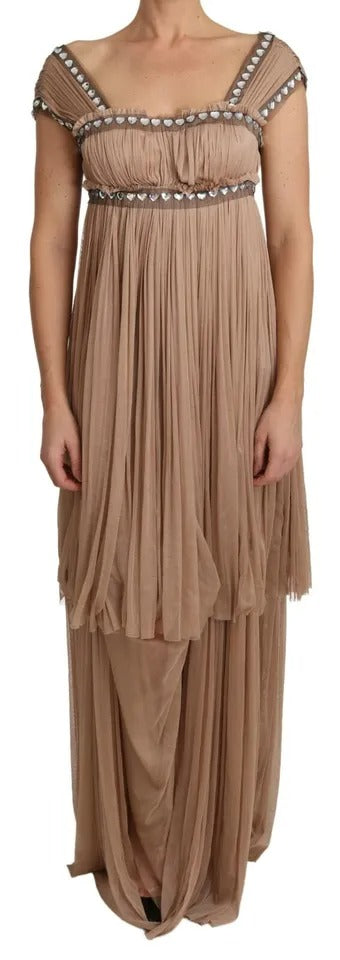 Dolce & Gabbana Brown Silk Sleeveless Shift Maxi Dress by Dolce & Gabbana