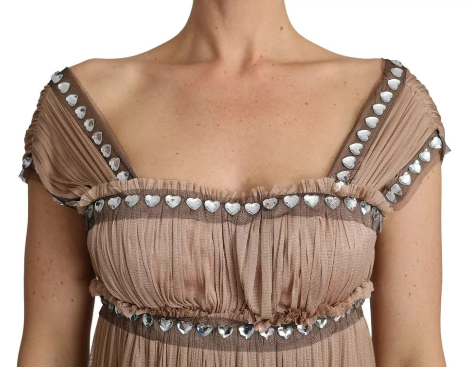 Dolce & Gabbana Brown Silk Sleeveless Shift Maxi Dress by Dolce & Gabbana