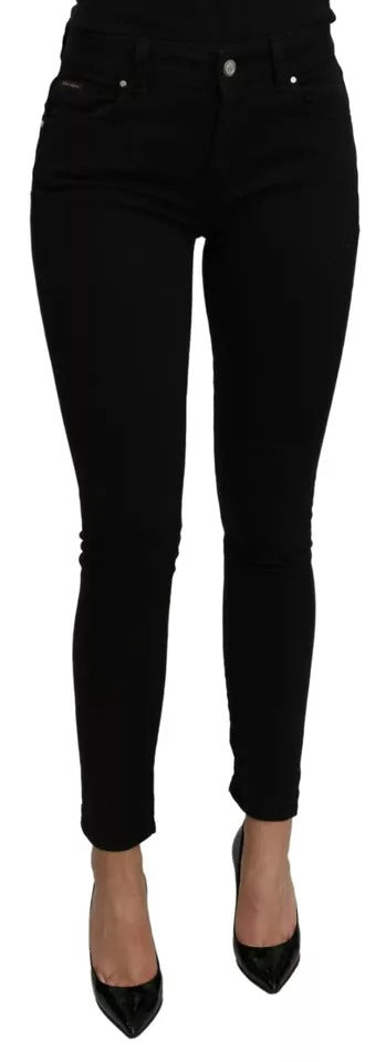 Dolce & Gabbana Black Mid Waist Slim Denim Cotton Stretch Jeans by Dolce & Gabbana