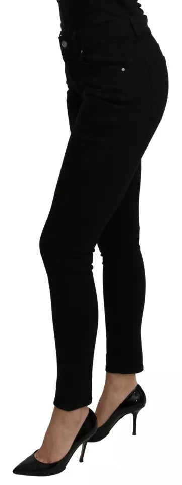 Dolce & Gabbana Black Mid Waist Slim Denim Cotton Stretch Jeans by Dolce & Gabbana