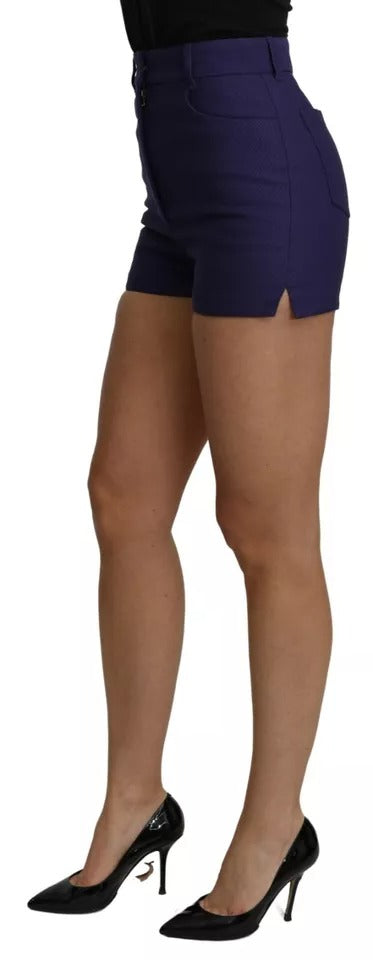 Mini short en coton bleu taille haute Dolce &amp; Gabbana