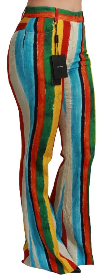 Dolce & Gabbana Multicolor Flared Riga Pittorica Pants by Dolce & Gabbana