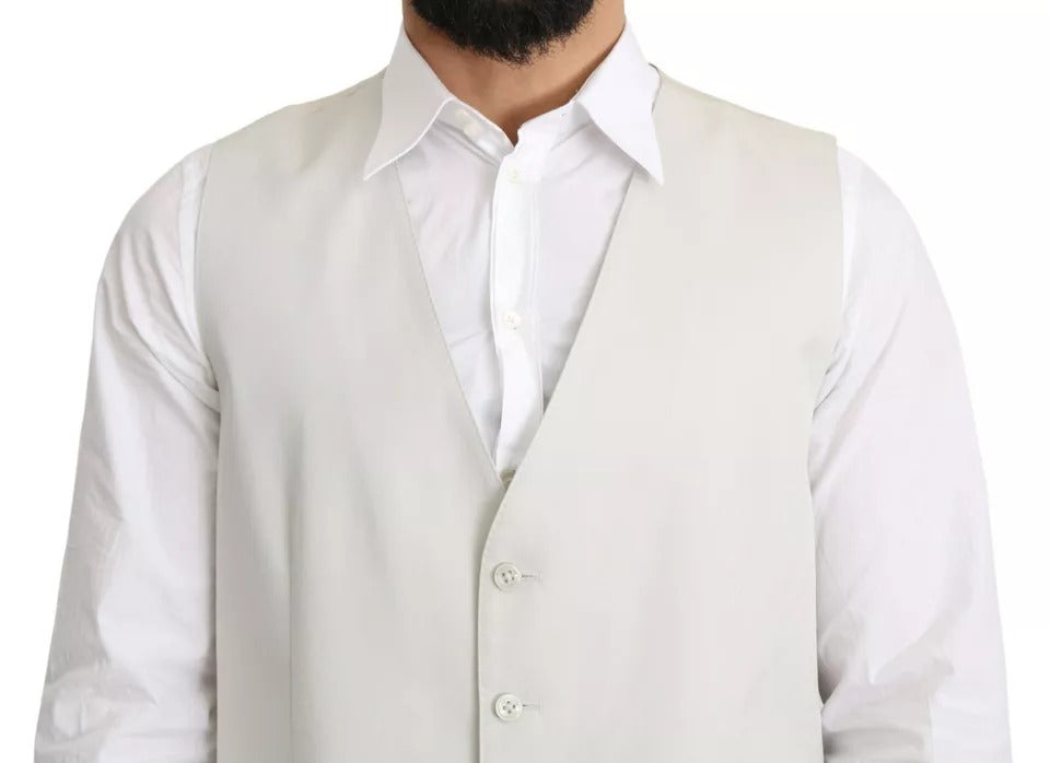Dolce &amp; Gabbana - Gilet habillé en coton et soie blanc cassé