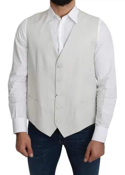 Dolce &amp; Gabbana - Gilet habillé en coton et soie blanc cassé