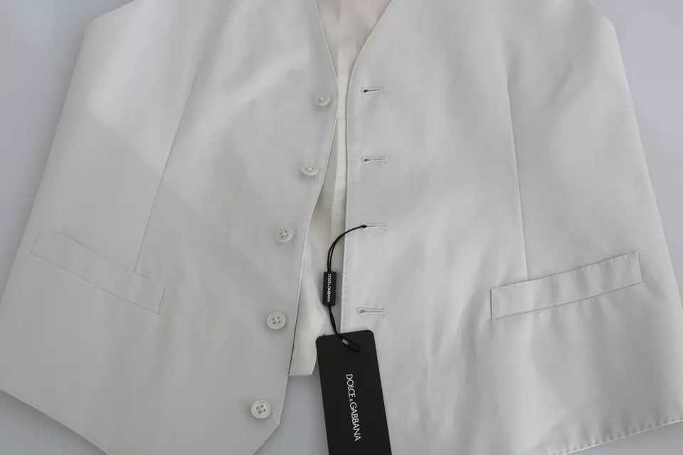 Dolce &amp; Gabbana - Gilet habillé en coton et soie blanc cassé