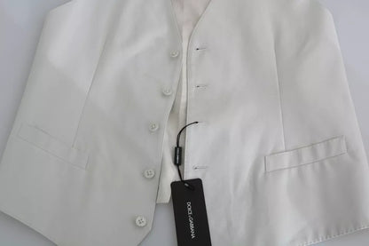 Dolce &amp; Gabbana - Gilet habillé en coton et soie blanc cassé