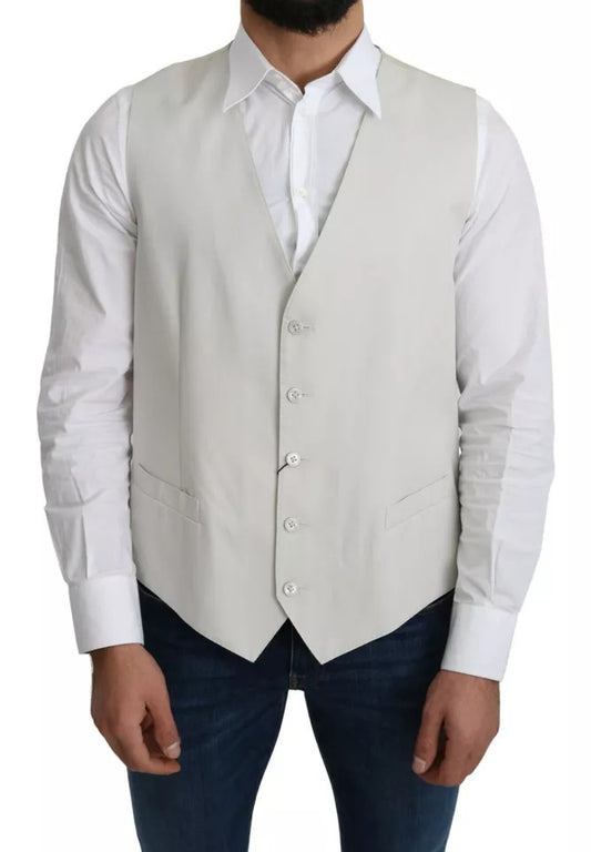Dolce &amp; Gabbana - Gilet habillé en coton et soie blanc cassé