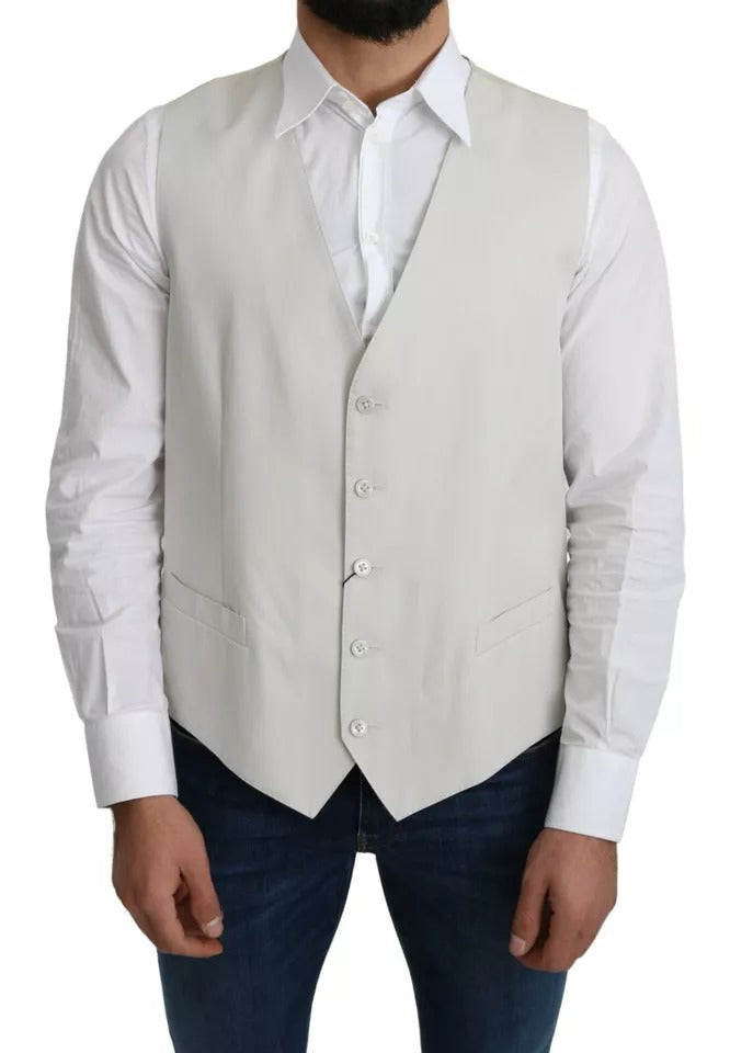 Dolce &amp; Gabbana - Gilet habillé en coton et soie blanc cassé