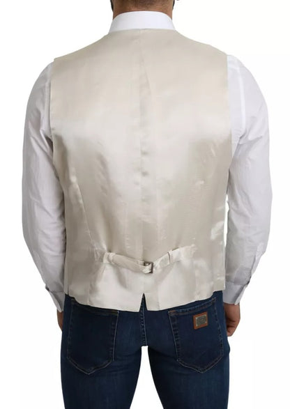 Dolce &amp; Gabbana - Gilet habillé en coton et soie blanc cassé
